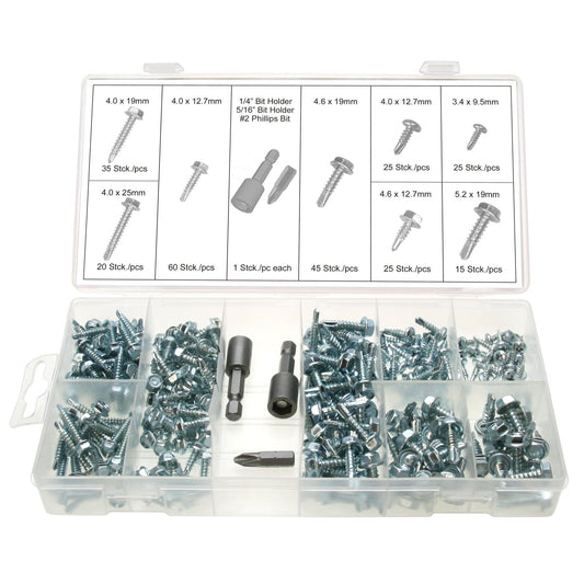 Blechschrauben Sortiment Bohrschrauben Selbstschneidend 6-kant  Kreuz 253-tlg