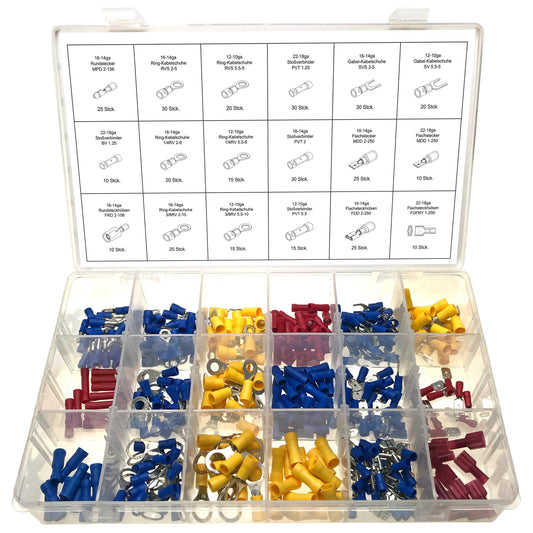 Kabelschuhe Set Presskabelschuhe Sortiment Flachstecker Stoßverbinder, 360-tlg.