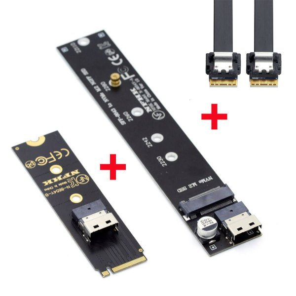 SYSTEM-S SFF-8654 NGFF M-key 40 cm NVME Kabel Stecker zu Buchse für Mainboard SSD