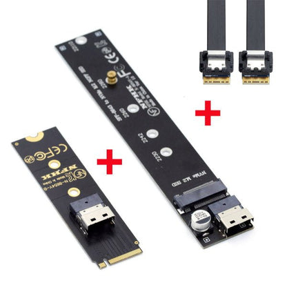 SYSTEM-S SFF-8654 NGFF M-key 40 cm NVME Kabel Stecker zu Buchse für Mainboard SSD