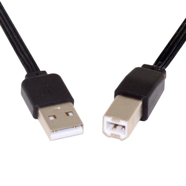 SYSTEM-S USB 2.0 Kabel 13 cm Typ B Stecker zu Typ A Stecker kurz flach in Schwarz