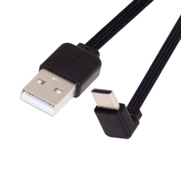 SYSTEM-S USB 3.1 Kabel 13 cm Typ C Stecker zu 2.0 Typ A Stecker Winkel flach Schwarz