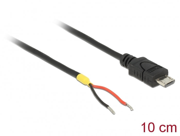 Delock 82697 10 cm Kabel USB 2.0 Micro-B Stecker auf 2 x offene Kabelenden Strom 10 cm Raspberry Pi