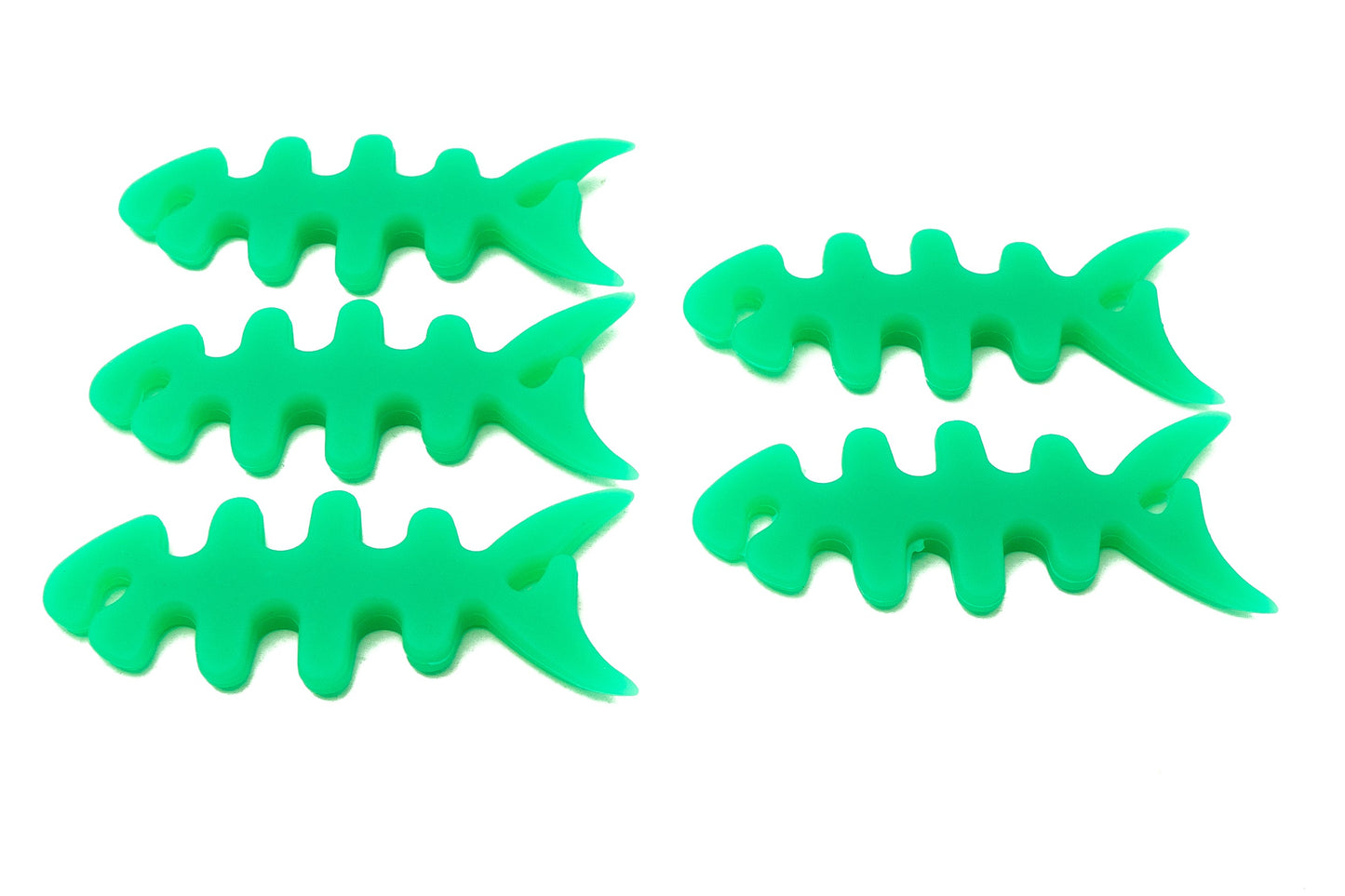 SYSTEM-S 5er Set Kabelmanager Wrap Kabelaufroller Fischform Silikon Aufwickler Kabelschutz in Grün