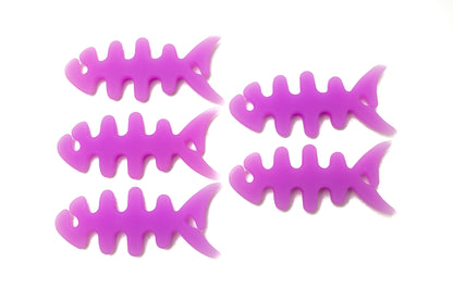 SYSTEM-S Set of 5 cable manager wrap cable winder fish shape silicone winder cable protector in purple
