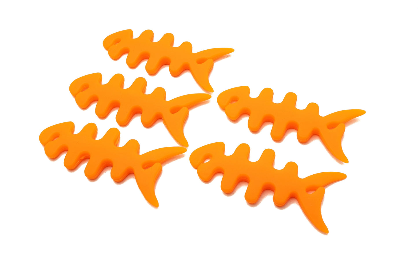 SYSTEM-S 5er Set Kabelmanager Wrap Kabelaufroller Fischform Silikon Aufwickler Kabelschutz in Orange