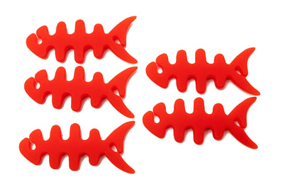 SYSTEM-S 5er Set Kabelmanager Wrap Kabelaufroller Fischform Silikon Aufwickler Kabelschutz in Rot