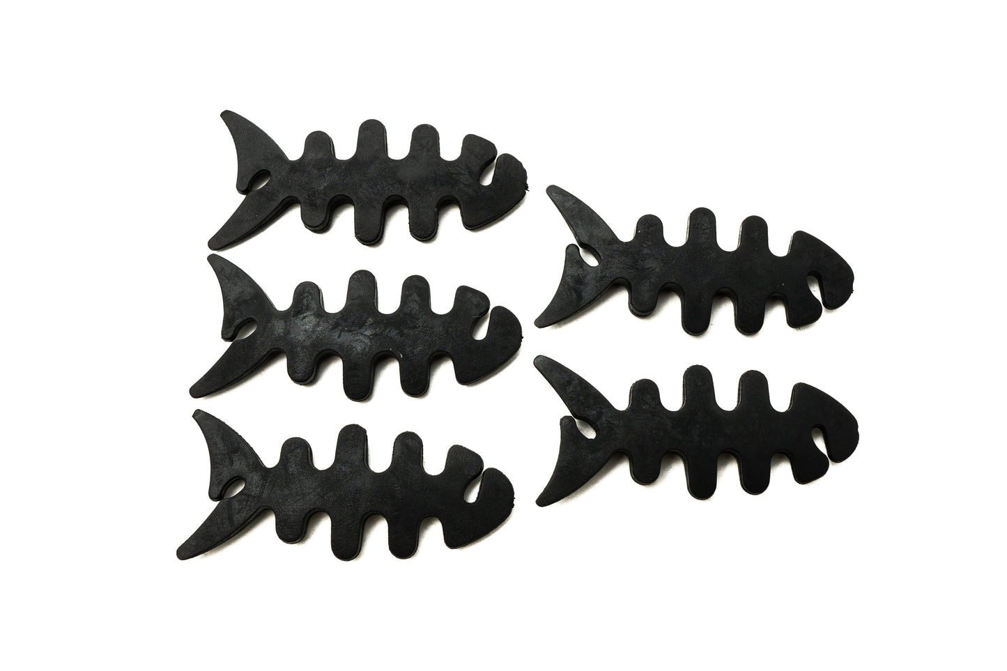 SYSTEM-S 5er Set Kabelmanager Wrap Kabelaufroller Fischform Silikon Aufwickler Kabelschutz in Schwarz