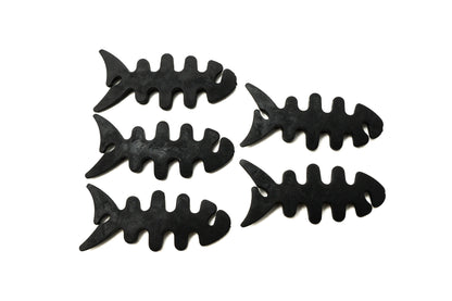 SYSTEM-S 5er Set Kabelmanager Wrap Kabelaufroller Fischform Silikon Aufwickler Kabelschutz in Schwarz