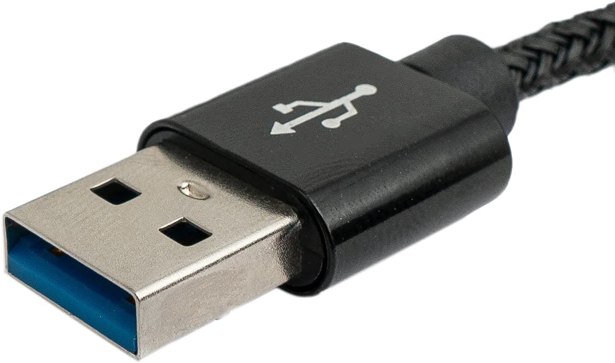 SYSTEM-S USB 3.1 Kabel 3 m Typ C Stecker zu 3.0 Typ A Stecker  Kabel  geflochten Schwarz