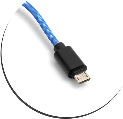 System-S Micro USB Kabel zu USB A 2.0. (Male) 25 cm Geflochtene Nylon Ummantelung Blau