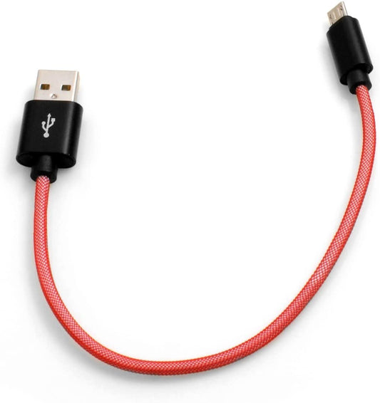 System-S Micro USB Kabel zu USB A 2.0 Geflochtene Nylon Ummantelung Rot 25 cm