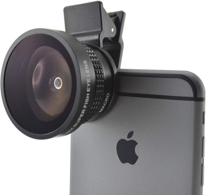 SYSTEM-S Fisheye and Macro 37 mm lens with clip and protective case for smartphone