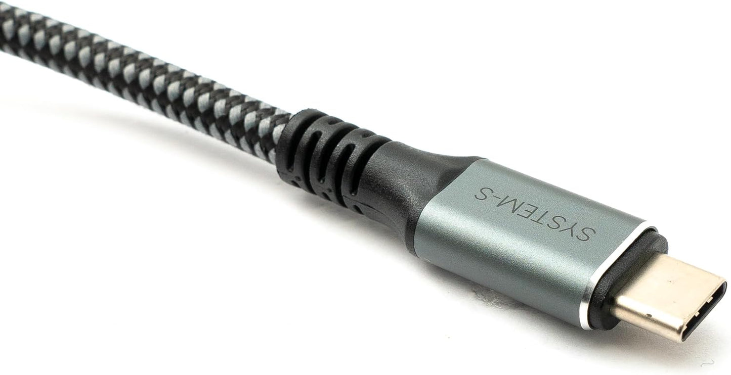 SYSTEM-S USB4 USB 50 cm Kabel Typ C Stecker zu Buchse geflochten 40 Gbit/s 240 W USB 4.0 Kabel