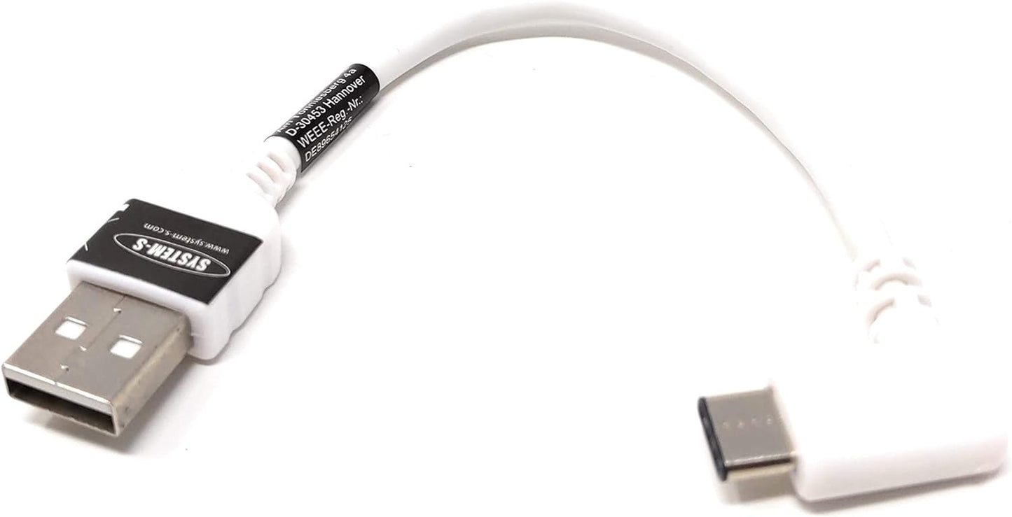 System-S USB 3.1 Type C 90° Angled Plug to USB 2.0 A Cable 10 cm