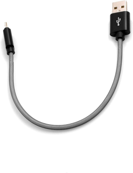 System-S Micro USB (Male) to USB A 2.0 (Male) Cable 25 cm Braided Nylon Jacket Gray 