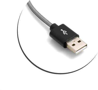 System-S Micro USB (Male) zu USB A 2.0 (Male) Kabel 25 cm geflochtene Nylon Ummantelung Grau