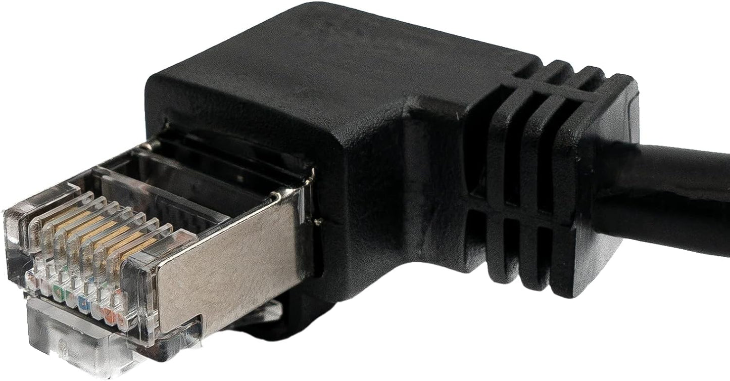 SYSTEM-S LAN Kabel 0,5 m RJ45 Stecker Ethernetkabel Netzwerkkabel Winkel in Schwarz