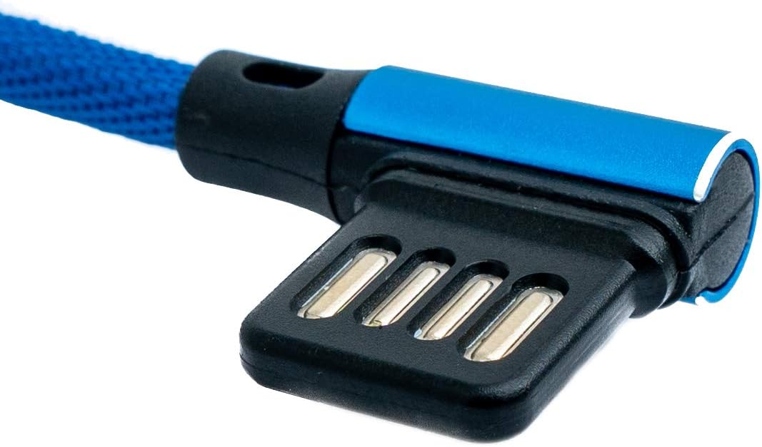 SYSTEM-S USB 3.1 Kabel 3 m Typ C Stecker zu 2.0 A Stecker Winkel  Kabel geflochten Blau
