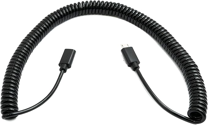 SYSTEM-S USB 2.0 cable 3 m Micro B male to female spiral in black