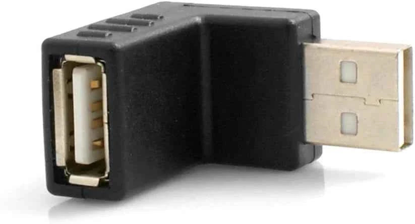 SYSTEM-S USB A (male) zu USB A (female) Winkelstecker 90 grad gewinkelt Adapter Verlängerung Verbindung - DREIKS