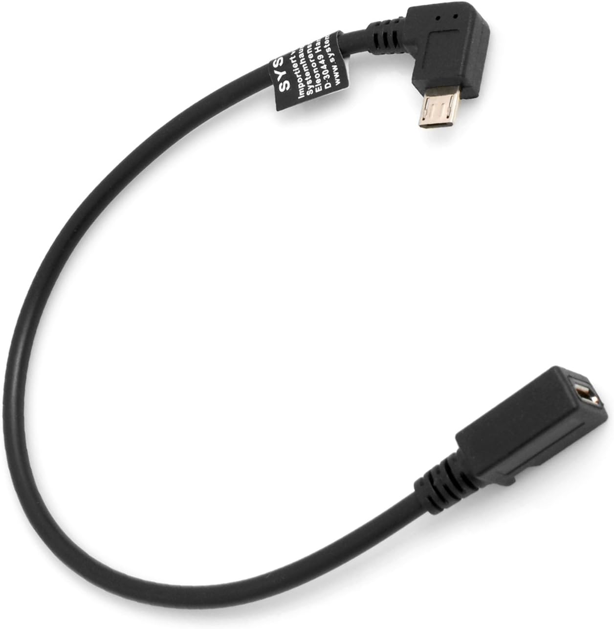 SYSTEM-S Micro USB 90° left angle to Micro USB socket 27 cm cable