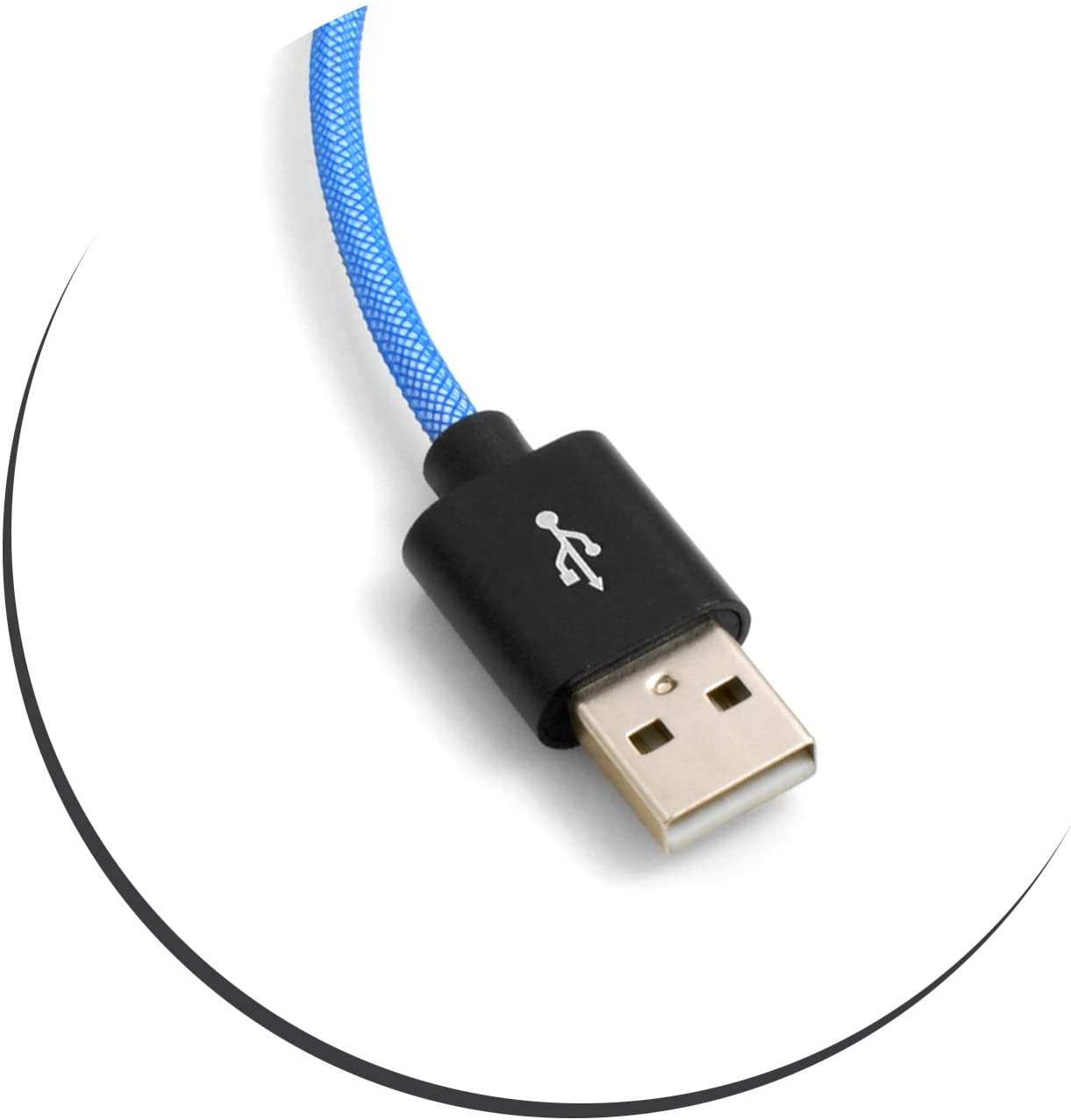 System-S Micro USB Kabel zu USB A 2.0. (Male) 25 cm Geflochtene Nylon Ummantelung Blau
