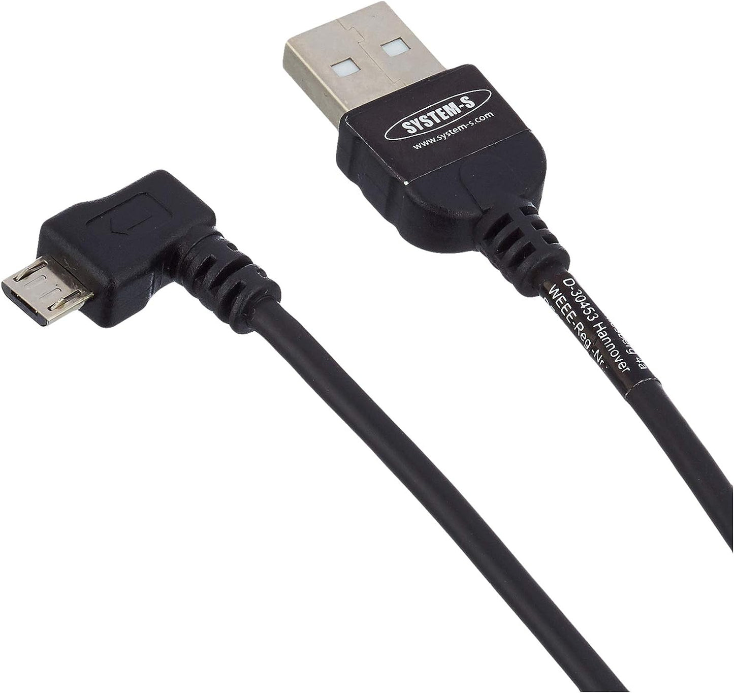 SYSTEM-S Micro USB cable data &amp; charging cable angled plug 50 cm