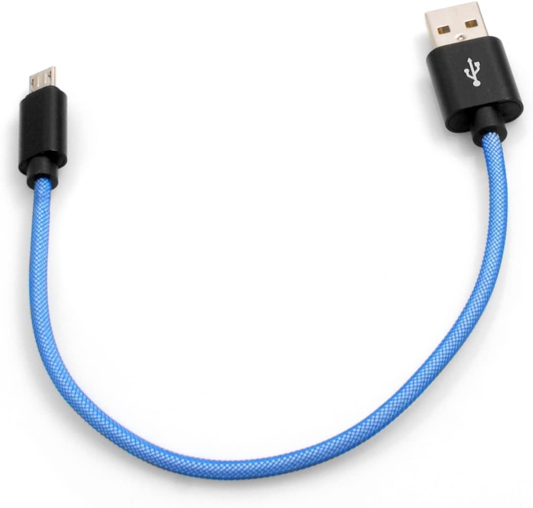 System-S Micro USB Kabel zu USB A 2.0. (Male) 25 cm Geflochtene Nylon Ummantelung Blau