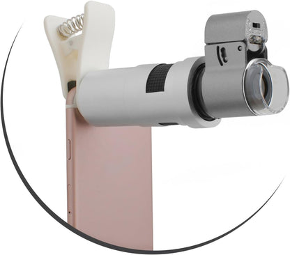 System-S Fotografie Clip-on 200x Mikroskop Linse Objektiv mit LED- und UV-Licht für iPhone 6 6s und Smartphone Tablet PC