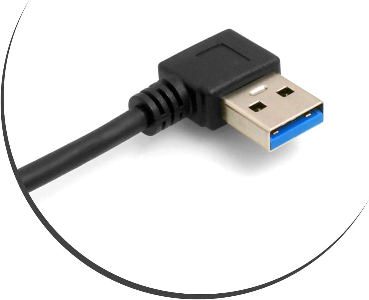 SYSTEM-S USB Typ A 3.0 links gewinkelt zu USB Typ C 3.1 gewinkelt 28 cm Stecker vergoldet