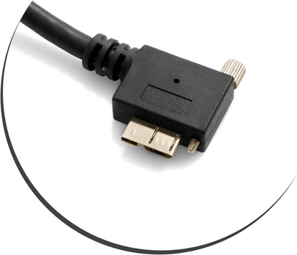 SYSTEM-S USB 3.0 A (male) to Micro USB 3.0 (male) Cable Right Angled 90 Degree Angle 120cm High Speed ​​Data Cable Charging Cable with Locking Screw