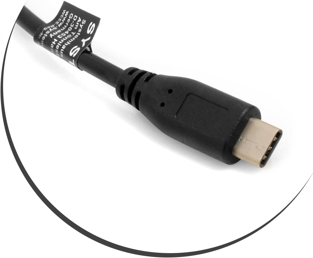 SYSTEM-S USB 3.1 Type C Stecker zu USB A 2.0 90° Grad Rechts gewinkelt Stecker Kabel Datenkabel Ladekabel 28 cm