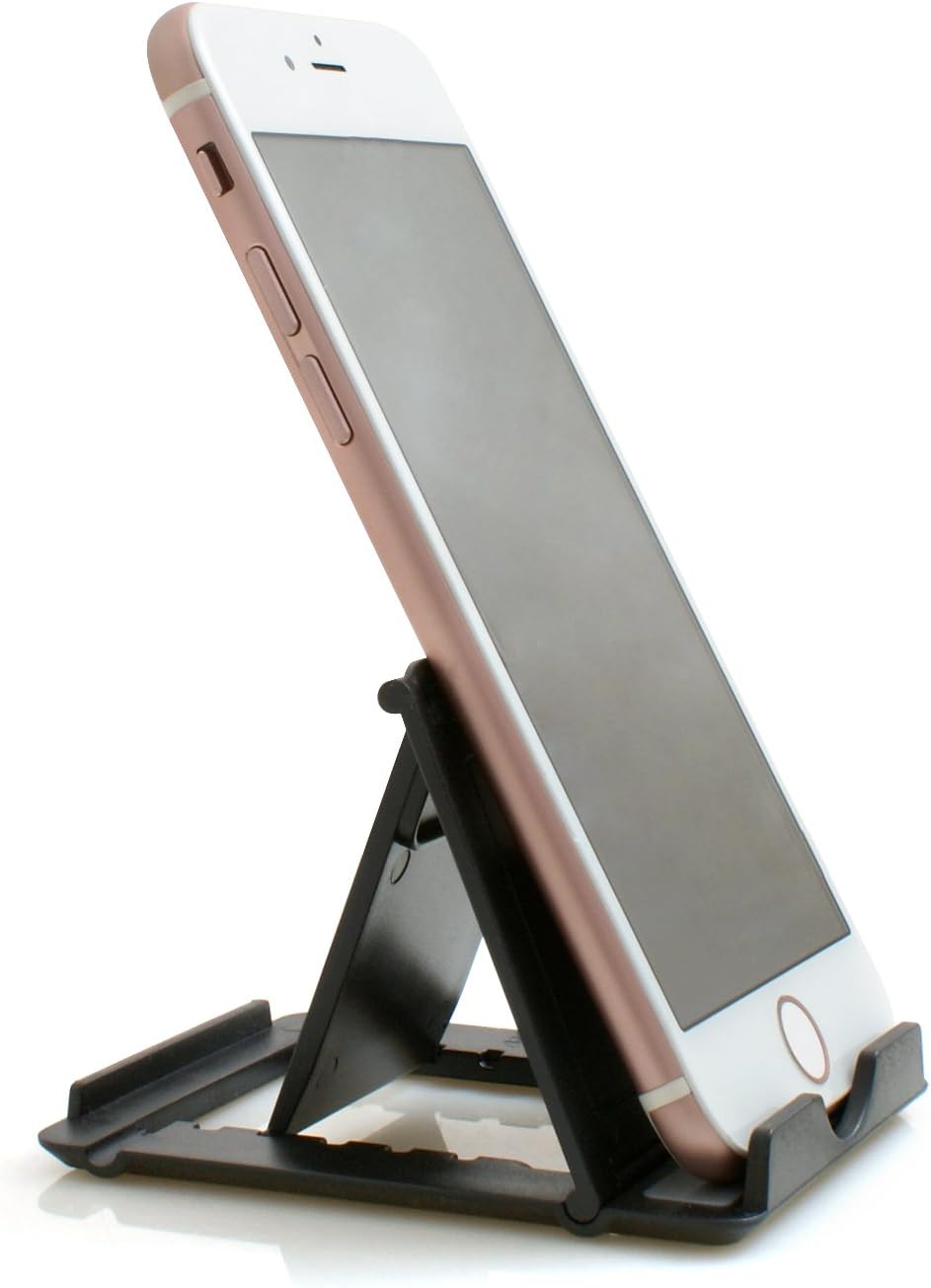 SYSTEM-S Universal Ständer Halter Klappständer Standfuss Tablet Tisch Halterung 6 Stufen Neigung einstellbar 60-75° für Tablet PC Smartphone und andere Geräte in Schwarz