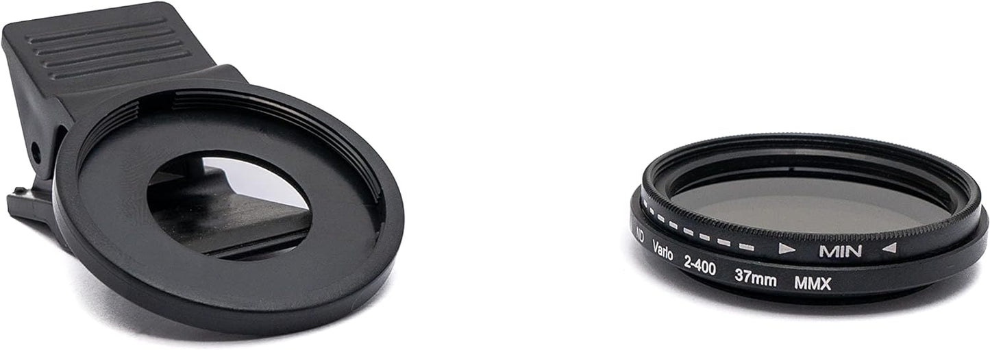 SYSTEM-S ND Vario Filter 37 mm Neutraldichtefilter Graufilter mit Clip für Smartphone