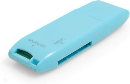 System-S 2 in 1 USB Type A 3.0 to Micro SD SDXC SDHC Card Reader Adapter in blue