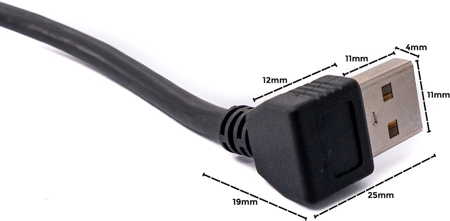 SYSTEM-S USB 2.0 cable 35 cm Type B male to Type A male angled in black