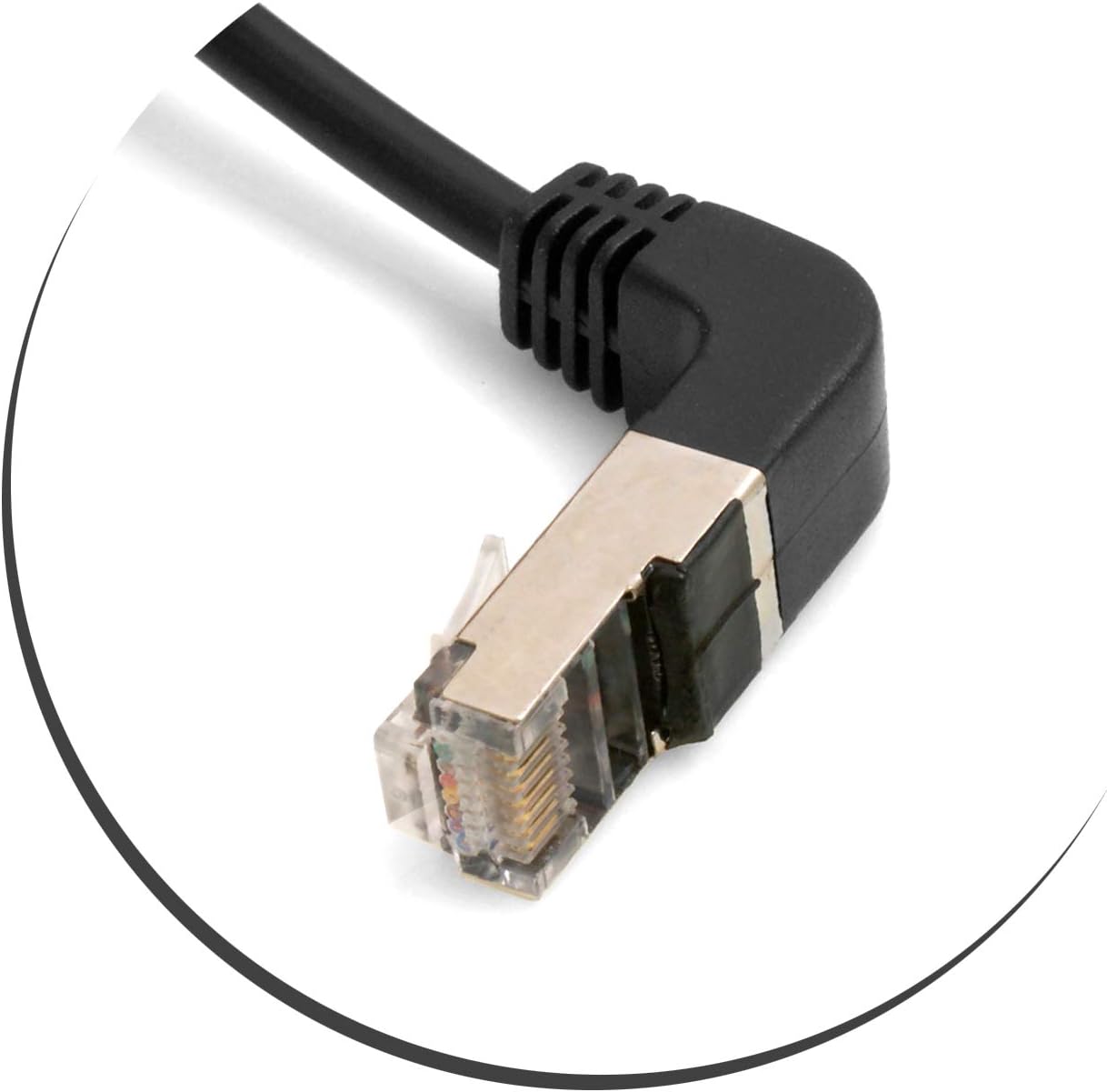 SYSTEM-S Ethernet Netzwerkabel RJ45 auf RJ45 Abwärtswinkel 8P8C FTP STP UTP Cat 5e 50cm