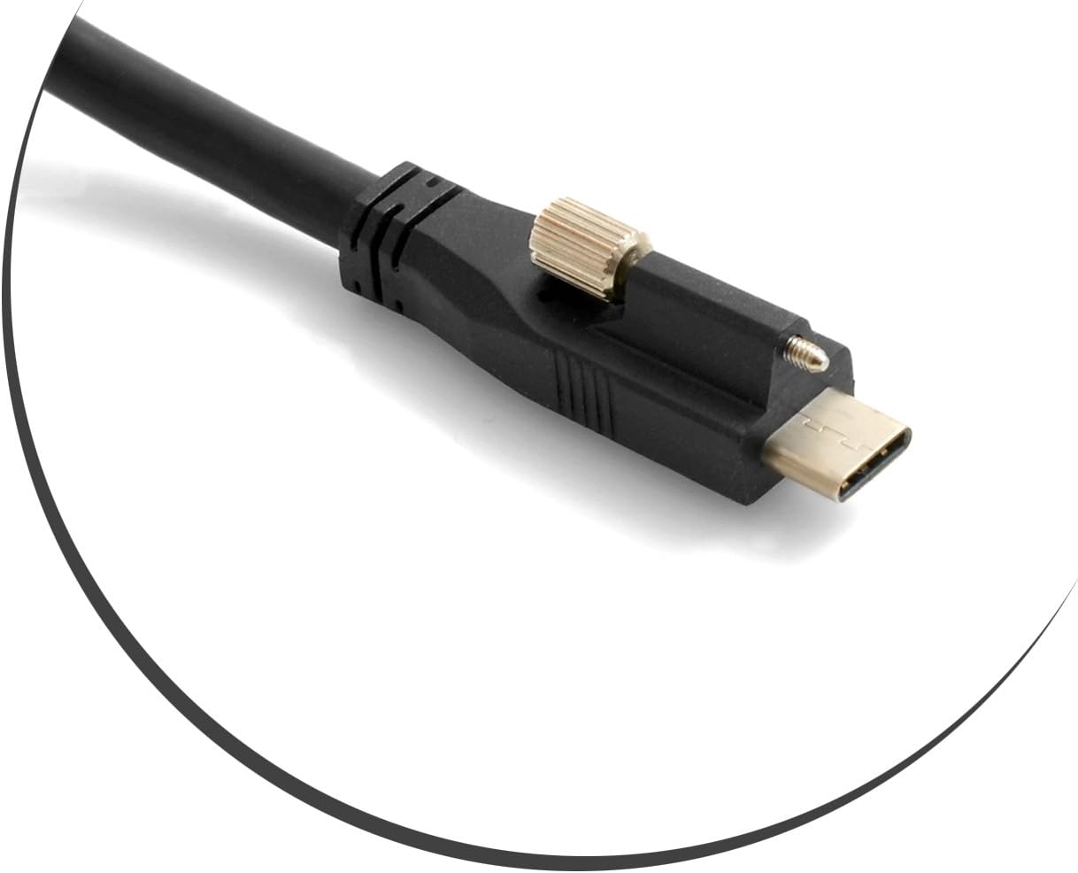 SYSTEM-S USB 3.1 Typ C (male) zu USB A 3.0 (male) Kabel 120cm High Speed Datenkabel Ladekabel mit Feststellschraube