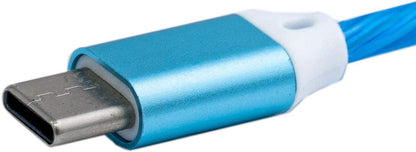 SYSTEM-S USB 3.1 leuchtendes Kabel 1 m Typ C Stecker zu 2.0 A Stecker in Blau