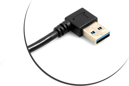System-S USB Kabel 23cm Typ A 3.0 (female) zu USB Typ A 3.0 (male) 90 Grad Rechts gewinkelt 23cm, Schwarz