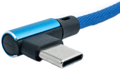 SYSTEM-S USB 3.1 Kabel 3 m Typ C Stecker zu 2.0 A Stecker Winkel  Kabel geflochten Blau