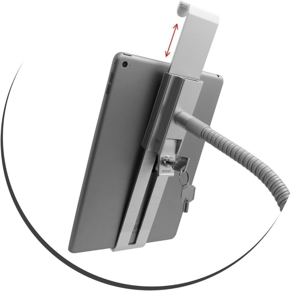 SYSTEM-S Abschließbarer Anti-Diebstahl Schwanenhals Tisch Halterung Showroom Halter mit Sicherheitsschloss für Tablet Pc 9.7-12,9 Zoll