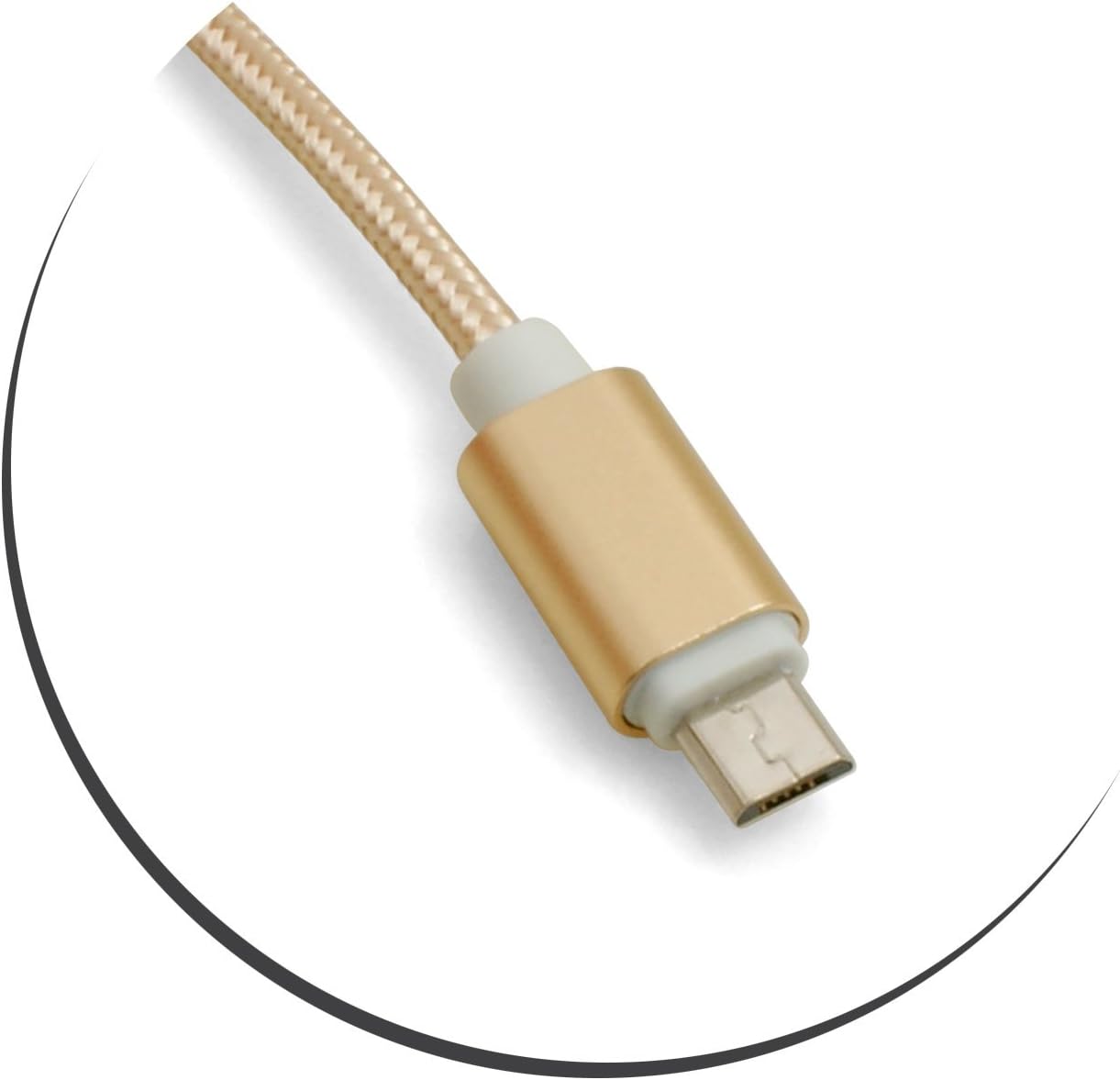 SYSTEM-S Micro USB Kabel (male) zu USB A 2.0. (male) Adapter Datenkabel Ladekabel 25cm Nylon-Geflochten in der Farbe: Gold