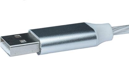 SYSTEM-S USB 3.1 leuchtendes Kabel 1 m Typ C Stecker zu 2.0 A Stecker in Regenbogen