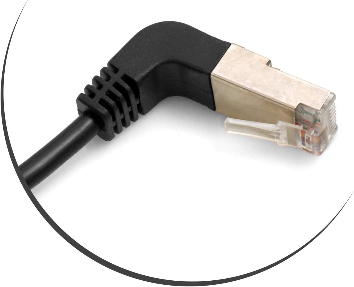 SYSTEM-S Ethernet Netzwerkabel RJ45 auf RJ45 Abwärtswinkel 8P8C FTP STP UTP Cat 5e 50cm