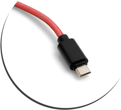 System-S Micro USB Kabel zu USB A 2.0 Geflochtene Nylon Ummantelung Rot 25 cm