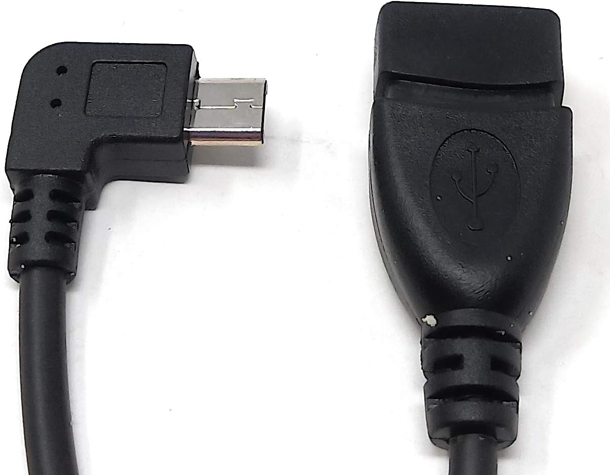 SYSTEM-S USB-OTG-Adapterkabel On-the-go Micro USB 90 Grad rechts gewinkelt 90° Winkelstecker zu USB 2.0 Typ A Host Kabel