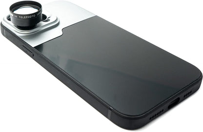 SYSTEM-S Zoom Linse 3x Tele Objektiv Filter mit Hülle in Schwarz für iPhone 14 Pro Max