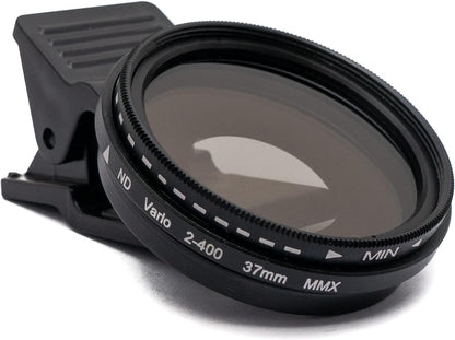 SYSTEM-S ND Vario Filter 37 mm Neutraldichtefilter Graufilter mit Clip für Smartphone
